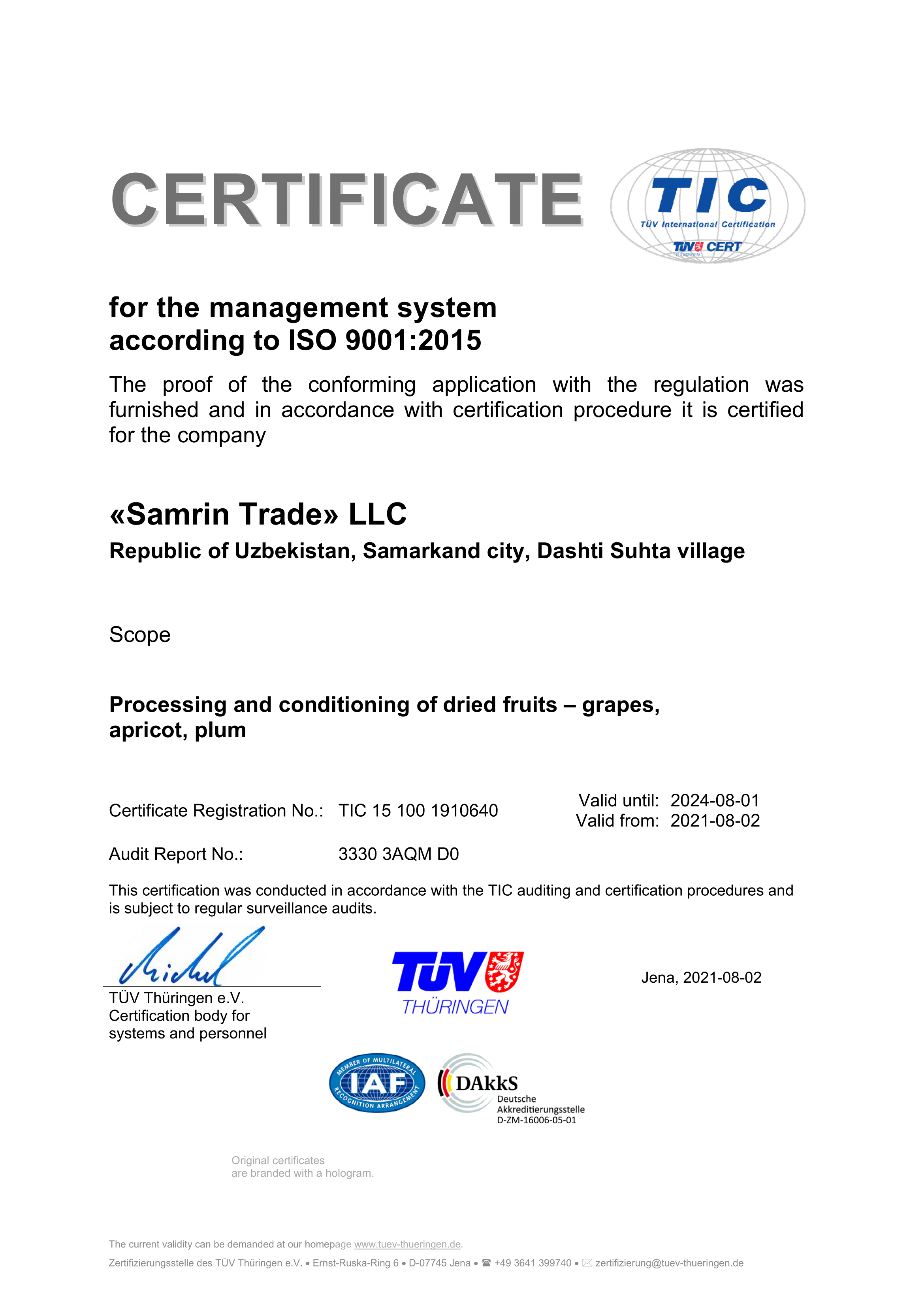 certificate-9001-samrin